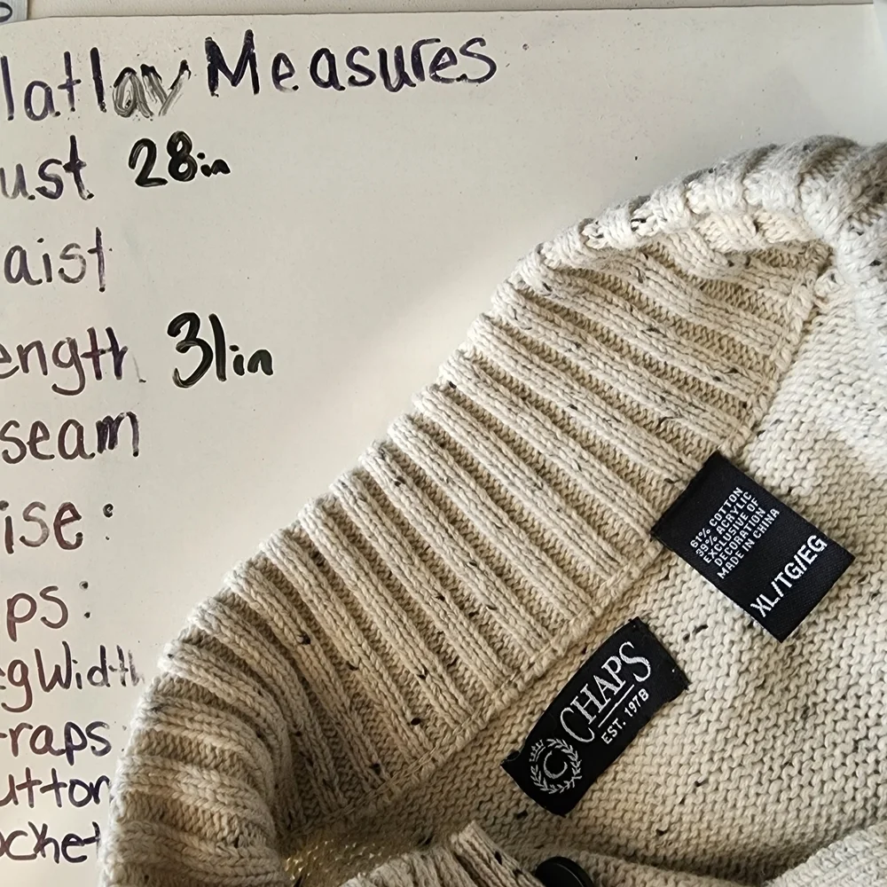 Chaps Beige Sweater with Elbow Patches